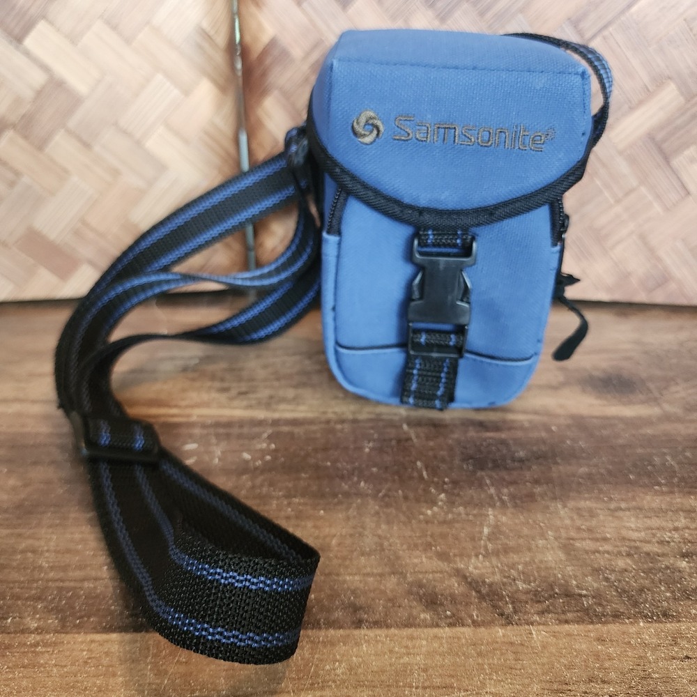 Samsonite Canvas‎ Camera Bag Blue Case Pouch Vintage Compact Adjustable Strap